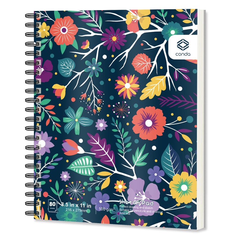 conda 8.5"x11" Sketch Book, 80 Sheets (68 lb/100gsm), Spiral Bound Artist Sketch Pad, Durable Acid Free Drawing Paper for Drawing Painting - Image 1